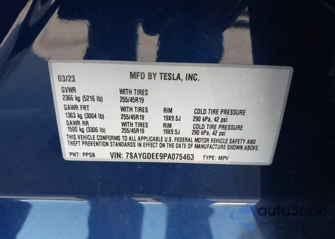 2023 Tesla Model Y Awd/Long Range Dual Motor All-Wheel Drive from USA, damaged, VIN 7SAYGDEE9PA075463